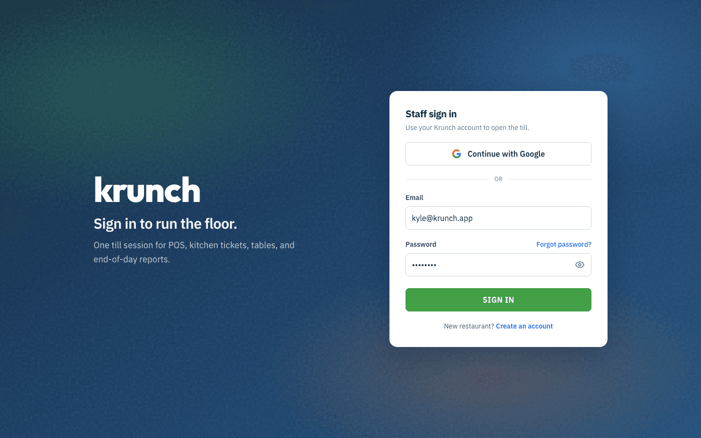 Screenshot of Krunch POS